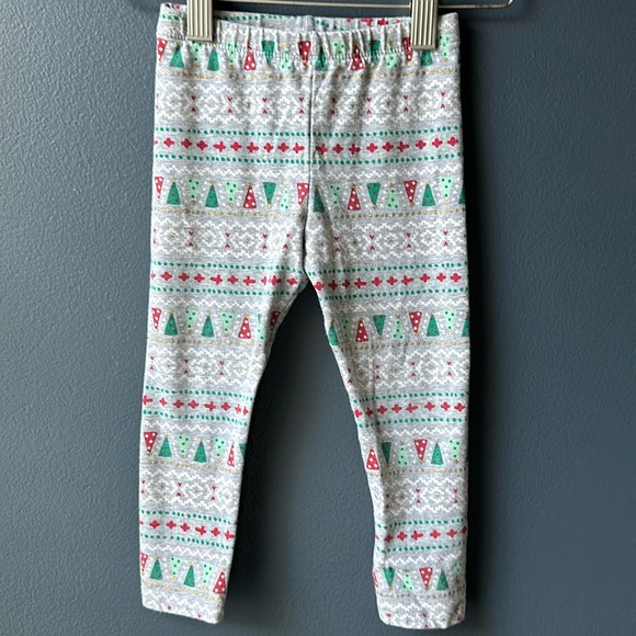 🎄EUC Cat & Jack Girls Christmas Leggings size 2T gray Christmas trees he… - Picture 1 of 7